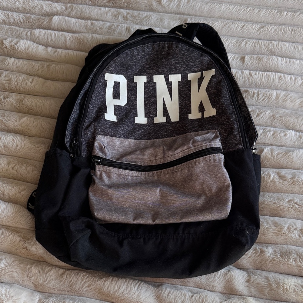 PINK Victoria's Secret Charcoal and Black Backpack-nice clean